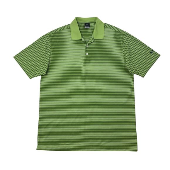 Nike Shirt Mens XL Extra Large Lime Navy Dri Fit UV Sun Protection Striped Polo - Picture 1 of 9